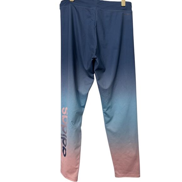 Adidas Aeroready Size 16 Girls Ombre Blue/Pink 7/8 Athletic Tights - Picture 4 of 9